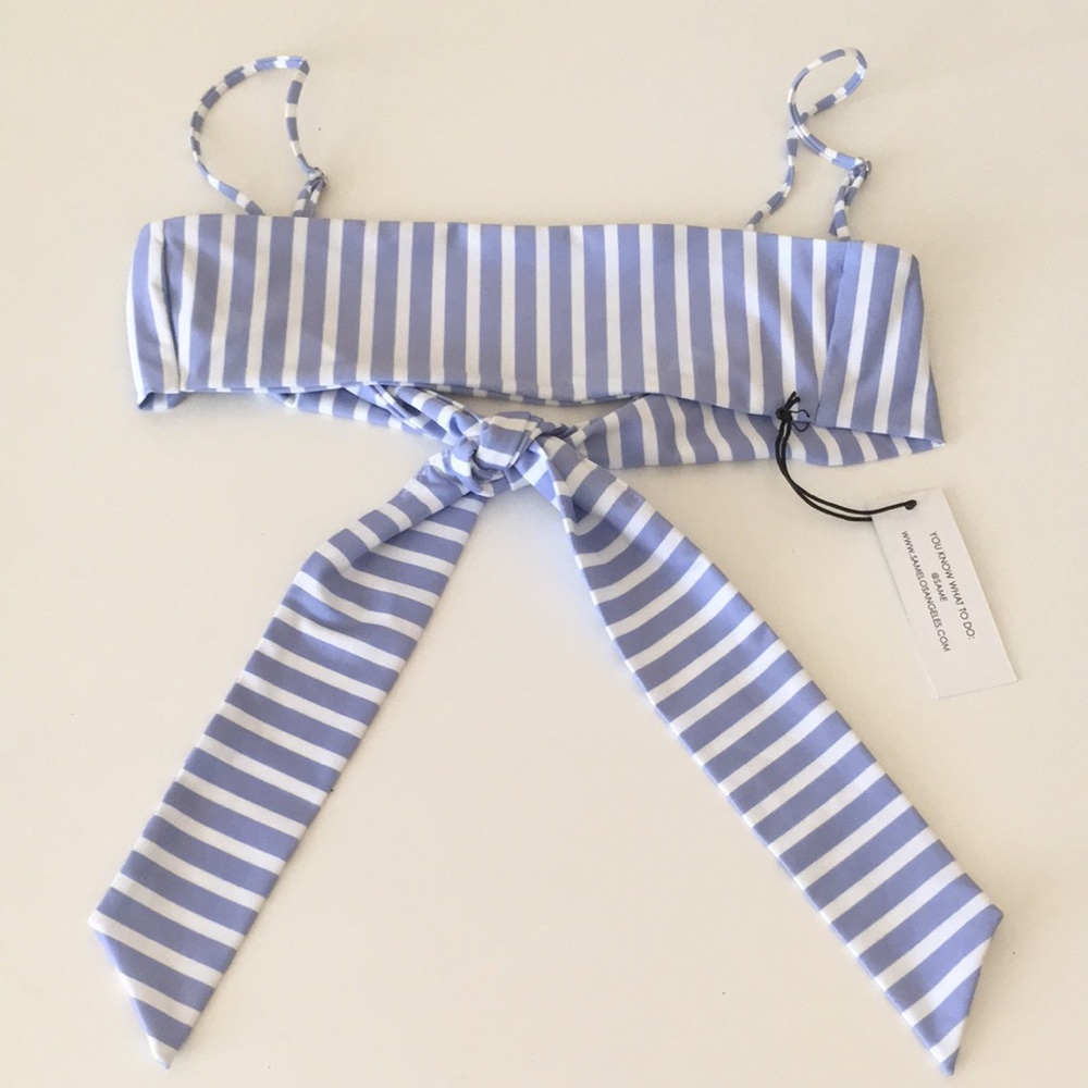 SKIN by Same Bandeau Bikini Top Blue White